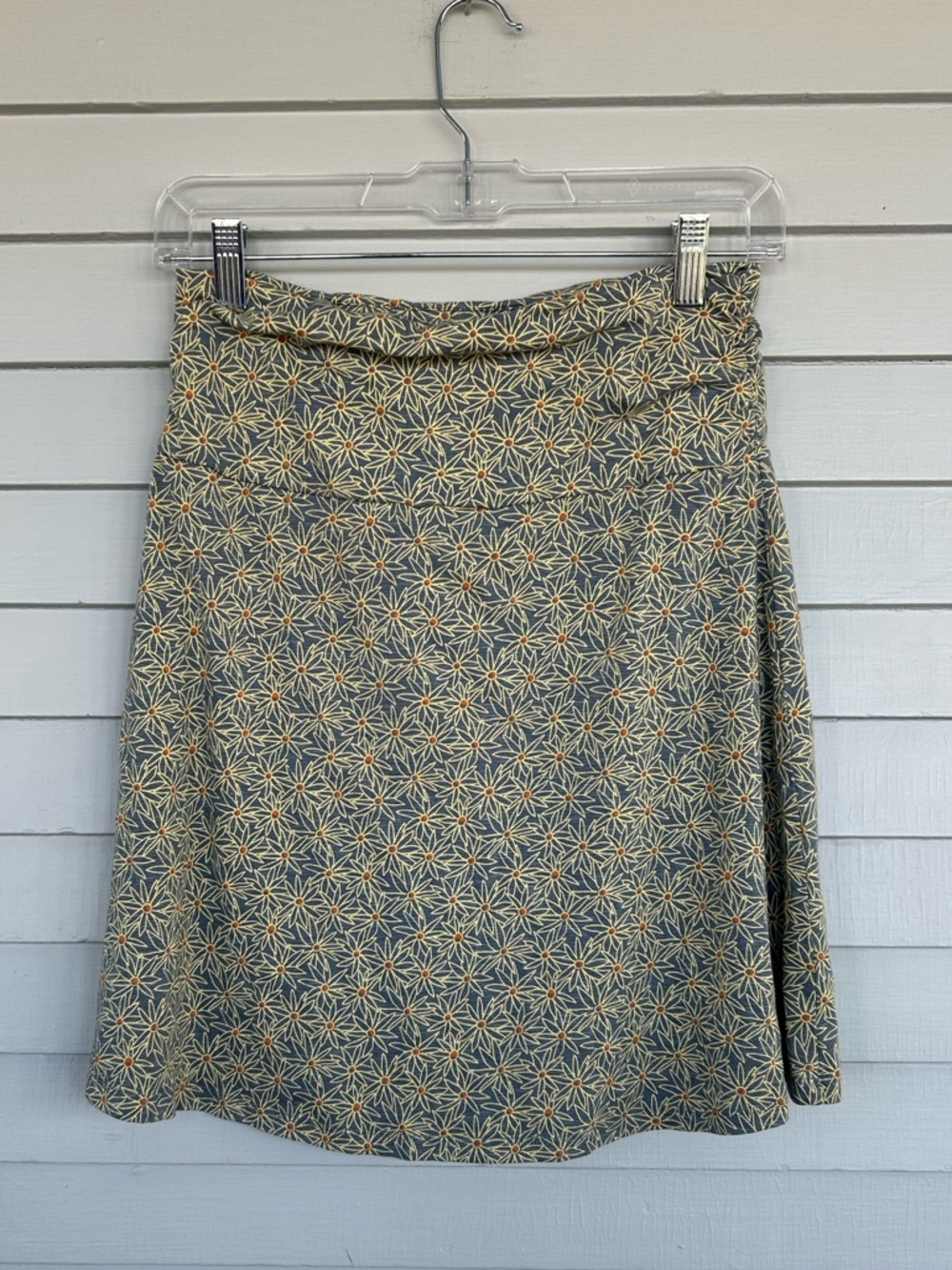 Toad & Co. green floral skirt with elastic waistband Size XS #floral #skirt